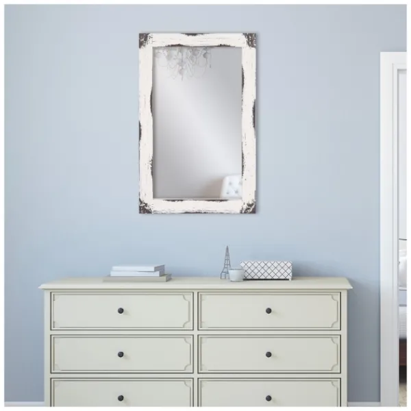 Decorative Mirrors-Kirkland's Home Distressed White Reclaimed Wood Wall Mirror