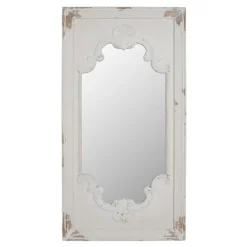 Decorative Mirrors-Kirkland's Home Distressed White Scroll Framed Wall Mirror