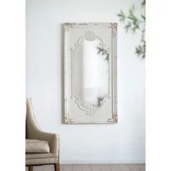 Decorative Mirrors-Kirkland's Home Distressed White Scroll Framed Wall Mirror