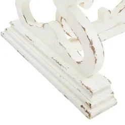 Coffee Tables-Kirkland's Home Distressed White Scrollwork Base Coffee Table White/Tan