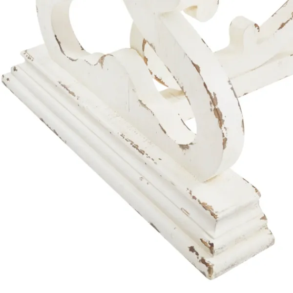 Coffee Tables-Kirkland's Home Distressed White Scrollwork Base Coffee Table White/Tan