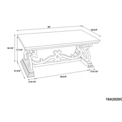 Coffee Tables-Kirkland's Home Distressed White Scrollwork Base Coffee Table White/Tan