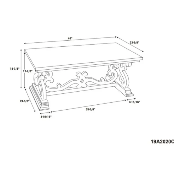 Coffee Tables-Kirkland's Home Distressed White Scrollwork Base Coffee Table White/Tan