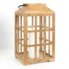 Lanterns-Kirkland's Home Distressed Windowpane Wood Lantern, 16 In. Tan