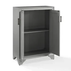 Bathroom Furniture-Kirkland's Home Distressed Wood Accent Cabinet Gray