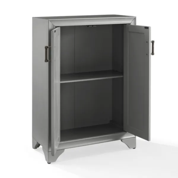 Bathroom Furniture-Kirkland's Home Distressed Wood Accent Cabinet Gray