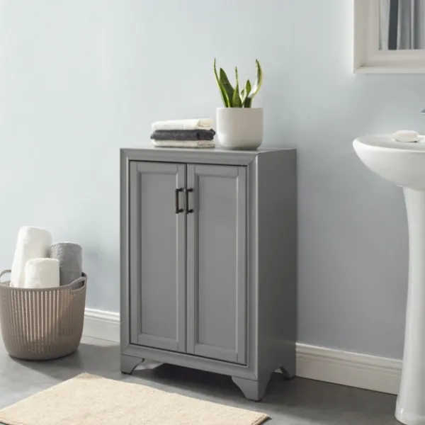 Bathroom Furniture-Kirkland's Home Distressed Wood Accent Cabinet Gray