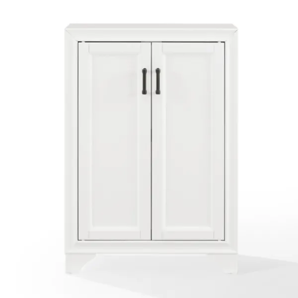 Bathroom Furniture-Kirkland's Home Distressed Wood Accent Cabinet White