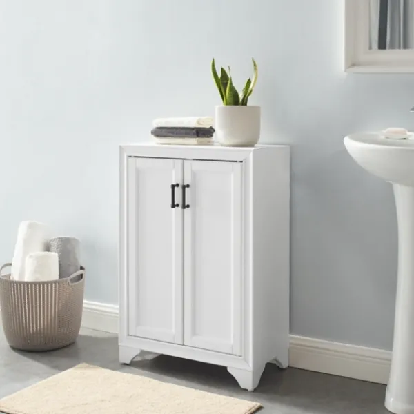Bathroom Furniture-Kirkland's Home Distressed Wood Accent Cabinet White