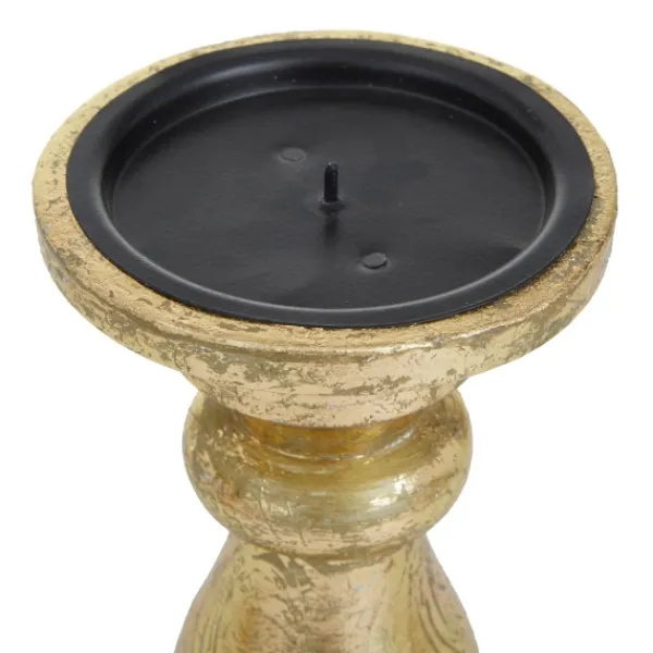 Candle Holders-Kirkland's Home Distressed Wood Candle Holders, Set Of 3 Gold