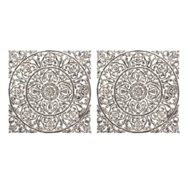 Wall Plaques-Kirkland's Home Distressed Wood Carved Wall Panels, Set Of 2 White