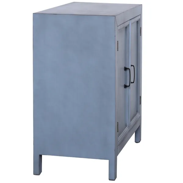 Cabinets & Sideboards-Kirkland's Home Distressed Wood 2-Door Cabinet Blue