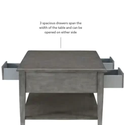 Coffee Tables-Kirkland's Home Distressed Wood 3-Drawer Coffee Table Gray
