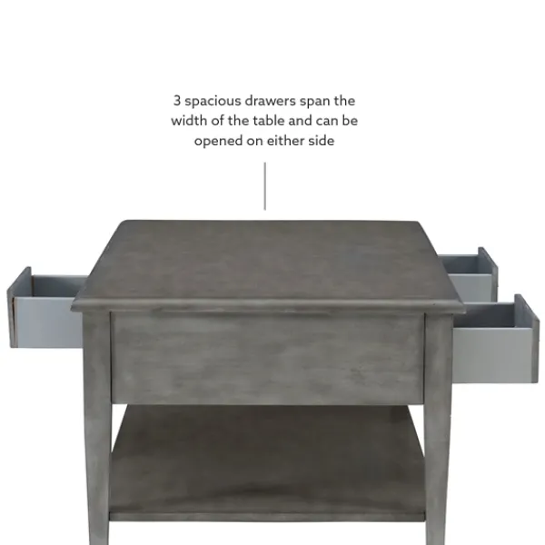 Coffee Tables-Kirkland's Home Distressed Wood 3-Drawer Coffee Table Gray