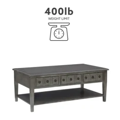 Coffee Tables-Kirkland's Home Distressed Wood 3-Drawer Coffee Table Gray
