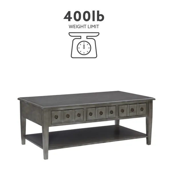 Coffee Tables-Kirkland's Home Distressed Wood 3-Drawer Coffee Table Gray