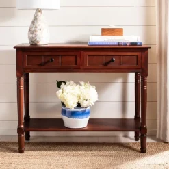 Console Tables-Kirkland's Home Distressed Wood 2-Drawer Console Table Brown