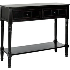 Console Tables-Kirkland's Home Distressed Wood 2-Drawer Console Table Black