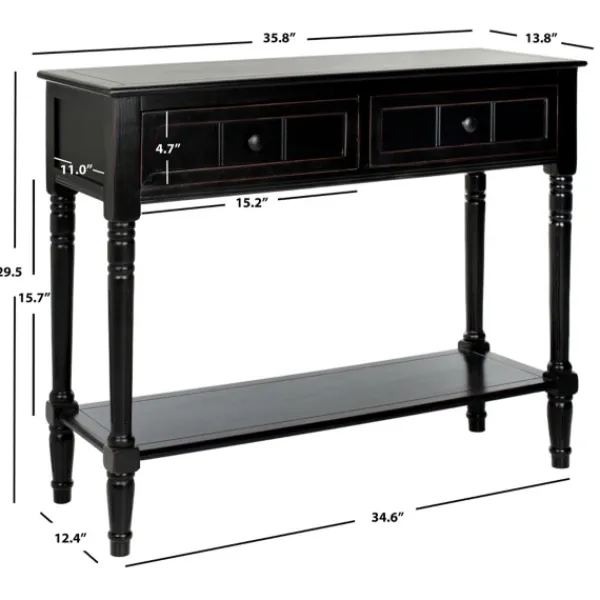 Console Tables-Kirkland's Home Distressed Wood 2-Drawer Console Table Black