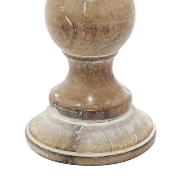 Candle Holders-Kirkland's Home Distressed Wood Pillar Candle Holders, Set Of 3 Brown