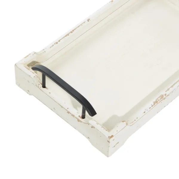 Decorative Trays-Kirkland's Home Distressed Wood Trays, Set Of 2 Ivory
