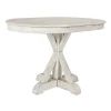 Dining Tables-Kirkland's Home Distressed Wood X Base Oval Dining Table White