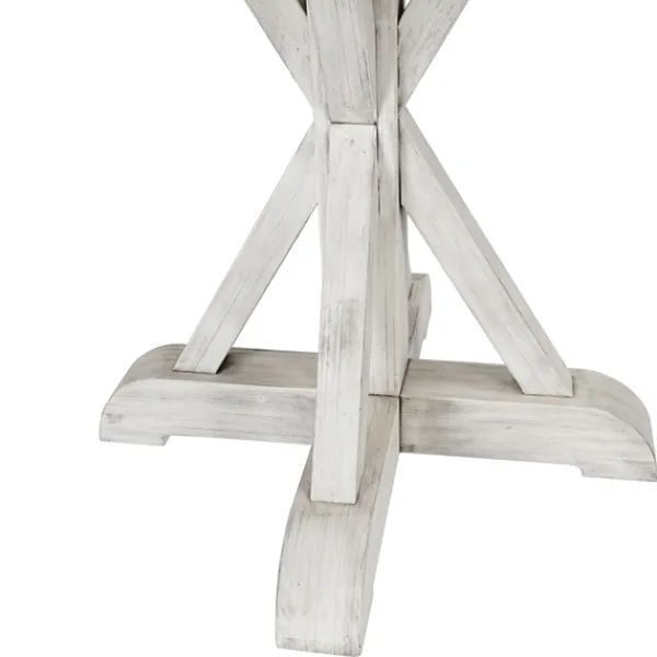 Dining Tables-Kirkland's Home Distressed Wood X Base Oval Dining Table White