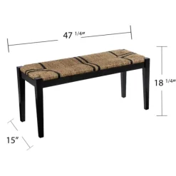 Benches & Ottomans-Kirkland's Home Dominica Woven Seagrass Stripe Bench Tan/Black