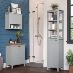 Bathroom Furniture-Kirkland's Home 2-Door Floor Cabinet Gray