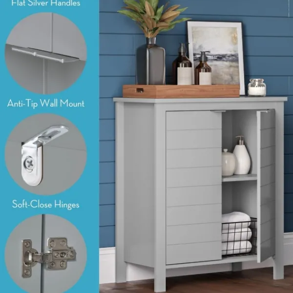 Bathroom Furniture-Kirkland's Home 2-Door Floor Cabinet Gray