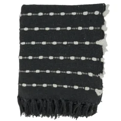 Blankets & Throws-Kirkland's Home Dotted Fringe Throw Blanket Black