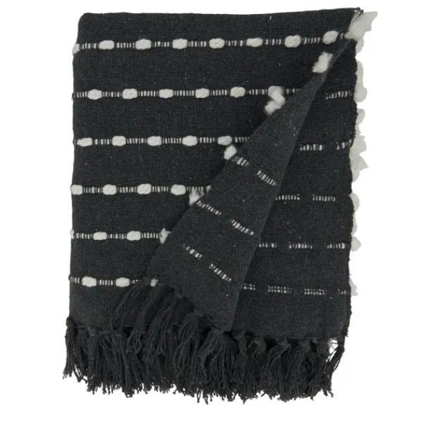 Blankets & Throws-Kirkland's Home Dotted Fringe Throw Blanket Black