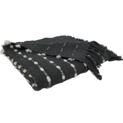 Blankets & Throws-Kirkland's Home Dotted Fringe Throw Blanket Black