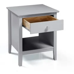 Nightstands-Kirkland's Home Dove Brazilian Pine Wood Nightstand Gray