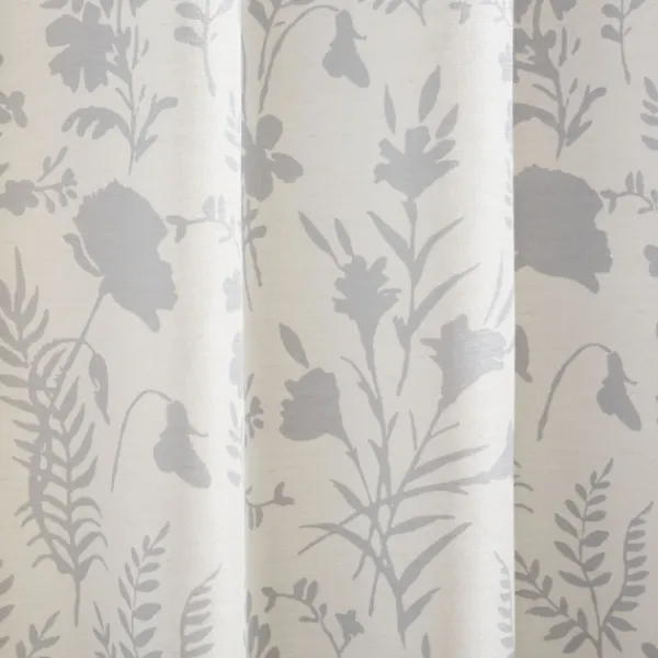 Curtains & Drapes-Kirkland's Home Dove Gray Floral 2-Pc. Curtain Panel Set, 84 In. Gray/White