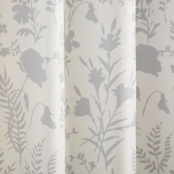 Curtains & Drapes-Kirkland's Home Dove Gray Floral 2-Pc. Curtain Panel Set, 96 In. Gray/White