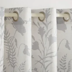 Curtains & Drapes-Kirkland's Home Dove Gray Floral 2-Pc. Curtain Panel Set, 96 In. Gray/White