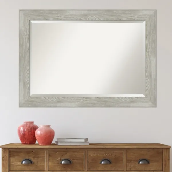 Decorative Mirrors-Kirkland's Home Dove Gray Scoop Frame Beveled Mirror, 42X30 In.