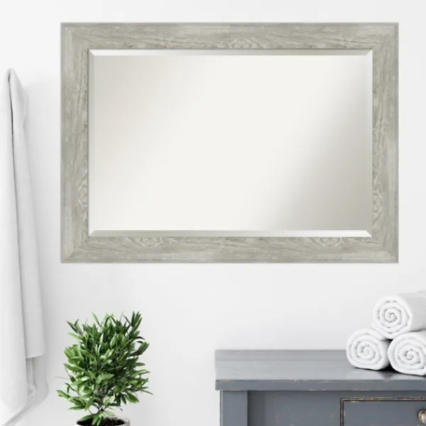 Decorative Mirrors-Kirkland's Home Dove Gray Scoop Frame Beveled Mirror, 42X30 In.