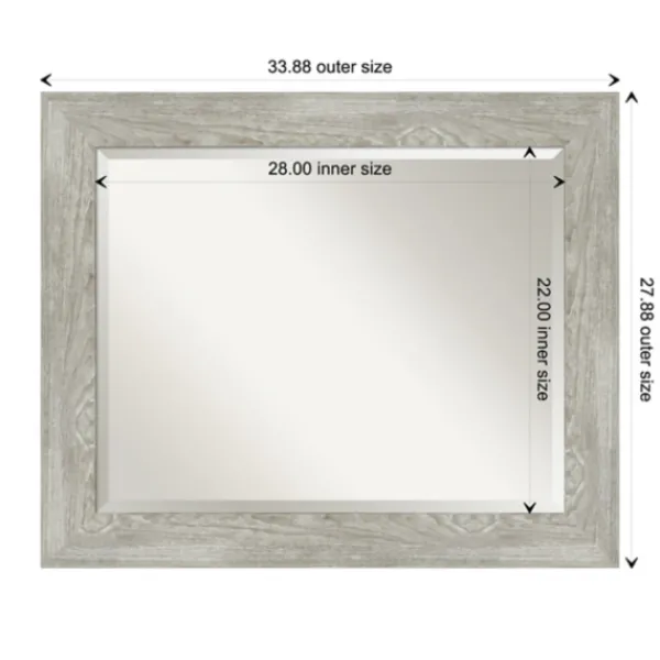 Decorative Mirrors-Kirkland's Home Dove Gray Scoop Frame Beveled Mirror, 34X28 In.
