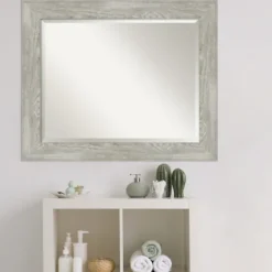 Decorative Mirrors-Kirkland's Home Dove Gray Scoop Frame Beveled Mirror, 34X28 In.