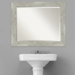 Decorative Mirrors-Kirkland's Home Dove Gray Scoop Frame Beveled Mirror, 34X28 In.