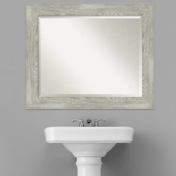 Decorative Mirrors-Kirkland's Home Dove Gray Scoop Frame Beveled Mirror, 34X28 In.