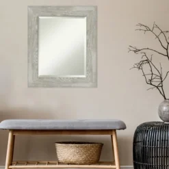 Decorative Mirrors-Kirkland's Home Dove Gray Scoop Frame Beveled Mirror, 22X26 In.