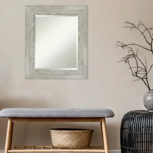 Decorative Mirrors-Kirkland's Home Dove Gray Scoop Frame Beveled Mirror, 22X26 In.