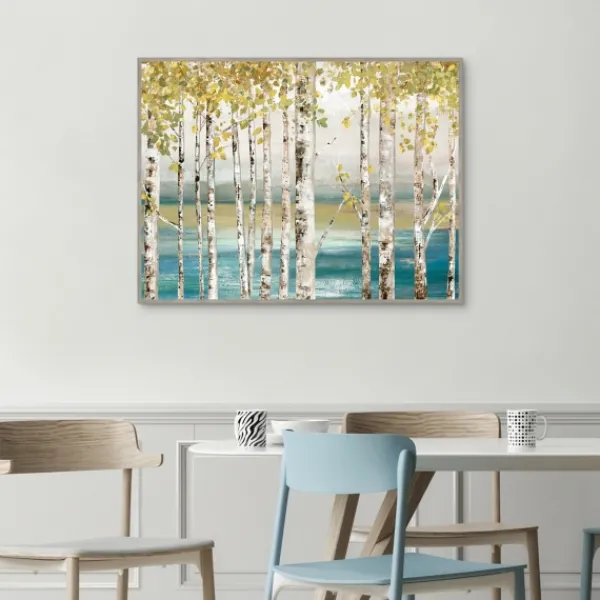 Framed Art-Kirkland's Home Down By The River Framed Canvas Art Print Blue/Green/White