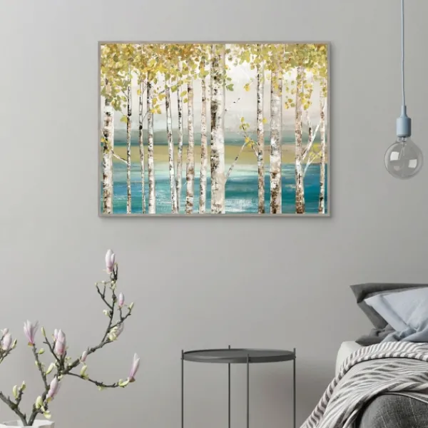 Framed Art-Kirkland's Home Down By The River Framed Canvas Art Print Blue/Green/White