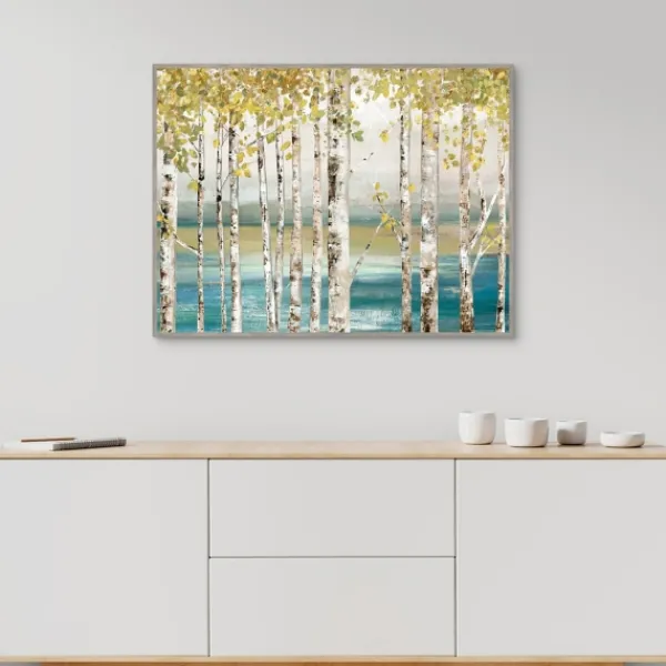 Framed Art-Kirkland's Home Down By The River Framed Canvas Art Print Blue/Green/White