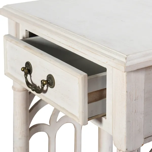 Accent & End Tables-Kirkland's Home 1-Drawer Cathedral Sides Accent Table White