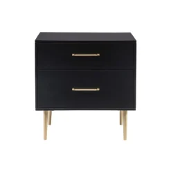 Nightstands-Kirkland's Home 2-Drawer Nightstand With Gold Hardware Black